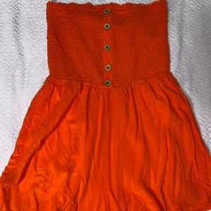 Orange, Garage. Tube Top Romper with Pockets